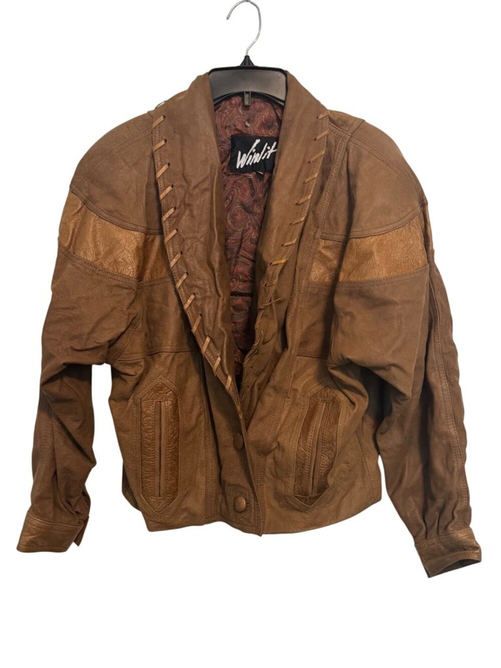 Vintage Winlit Womens Brown Genuine Leather Jacket Size M